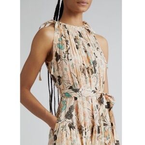 Ulla Johnson Pearl Flora Samar Sleeveless Midi Cotton-Blend Dress